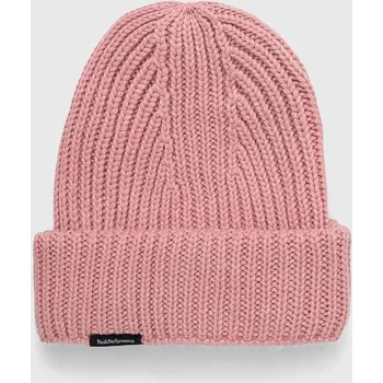 Čepice Vlněná čepice Peak Performance růžová barva, z husté pleteniny G77790 39X, vel. ONE SIZE