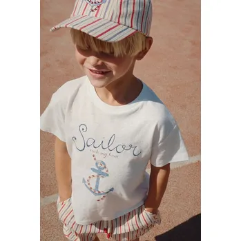 Dětské tričko s příměsí lnu Konges Sløjd ERA TEE OCS KS103194 bílá 00B, vel. 104