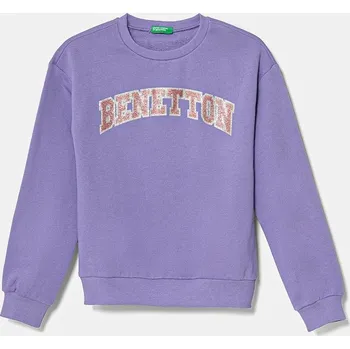 Chlapecká mikina Dětská bavlněná mikina United Colors of Benetton 3J68C10MX.G.Seasonal fialová 48X, vel. 160