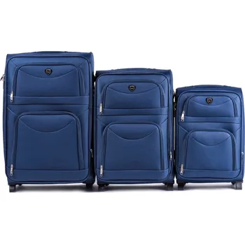 Modrá sada 3 cestovních kufrů 6802(2), Sets of 3 suitcases Wings 2 wheels L,M,S, Blue Velikost: Sada kufrů