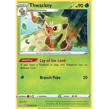 Volný čas Pokémon SHF 012/072 Thwackey - Shining Fates Stav: Near Mint, Verze: NORMAL