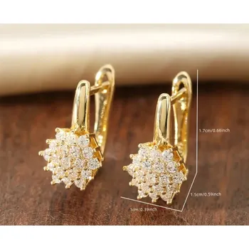 Náušnice Krásné náušnice květ s kamínky zlaté