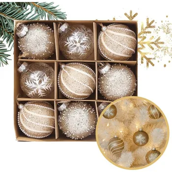Vánoční dekorace Zlaté vánoční koule 9 ks, průměr 7 cm