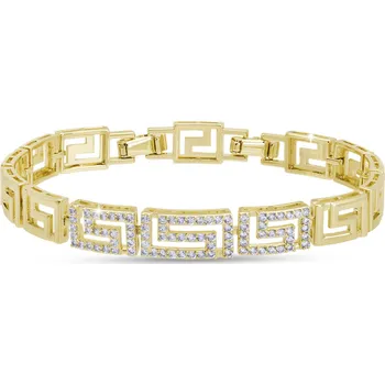 Náramek DUBAI 3047 Pozlacený náramek s řeckým vzorem a čirými zirkony Ellami