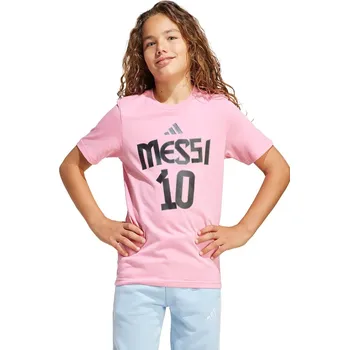 Dětské bavlněné tričko adidas Performance MESSI růžová barva, JM3552 30X, vel. 176