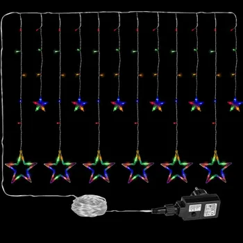 Vánoční dekorace VOLTRONIC Vánoční závěs, svítící hvězdy, 150 LED, barevný