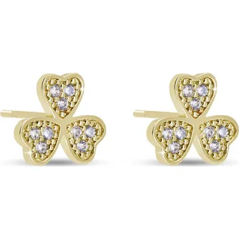 Náušnice TOKIO 3829 Pozlacené pecky ve tvaru třílístků se zirkony Ellami