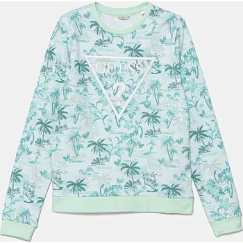 Chlapecká mikina Dětská bavlněná mikina Guess tyrkysová barva, vzorovaná, J5GQ01 KA6R4 J5GQ01.KA6R4.PPYA 66X, vel. 147-157