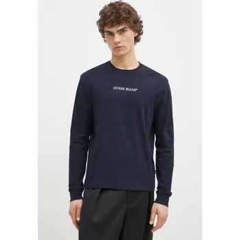 Pánské tričko Bavlněné tričko s dlouhým rukávem Guess Jeans M5RI84.K8HM0 námořnická modř 59X, vel. M