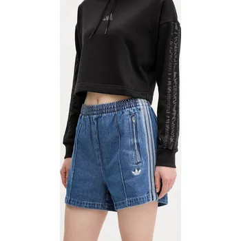 Dámské kraťasy Džínové šortky adidas Originals Firebird dámské, modrá barva, s aplikací, high waist, JD2562 55J, vel. S