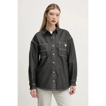 Dámská košile Košile Guess Originals dámská, šedá barva, relaxed, s klasickým límcem, W5RG67 D5L30 W5RG67.D5L30 90X, vel. S