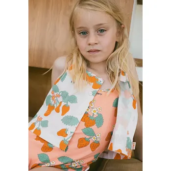 Dětský bavlněný top Tinycottons STRAWBERRIES WOVEN CROP TOP SS25.164 růžová 03X, vel. 104