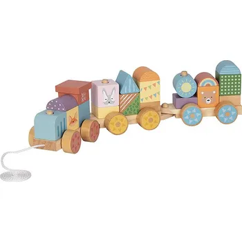 BusyKids Dřevěný vláček s kostkami