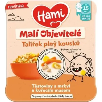 HAMI masozeleninový talířek Těstoviny s mrkví a kuřecím masem 200 g