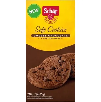 Cukrovinka Schar Schär Soft Cookie Double chocolate čokoládové sušenky bez lepku 210 g (6x35g)