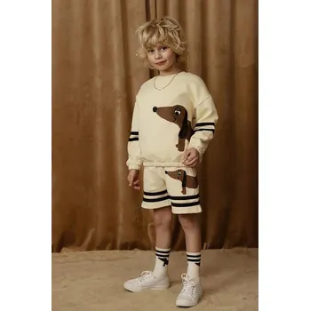 Chlapecká mikina Dětská bavlněná mikina Mini Rodini Dog 2512013513 béžová 02X, vel. 68-74