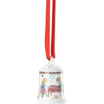 Vánoční ozdoba Vánoční porcelánová ozdoba mini zvoneček, Desková hra, Vánoční radovánky 2025, 7 cm, Rosenthal