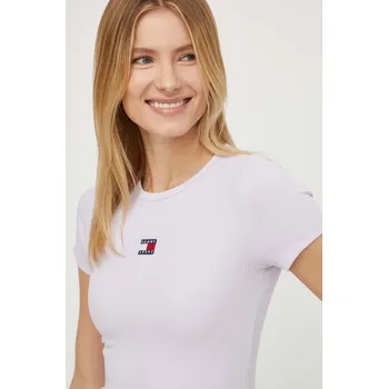 Pánské tričko Tričko Tommy Jeans fialová barva, DW0DW17881 04X, vel. S