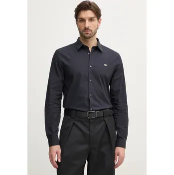 Pánská košile Bavlněná košile Lacoste bílá barva, slim, s klasickým límcem, CH5620 59X, vel. 41