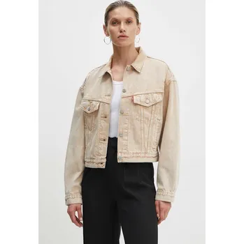 Dámská casual bunda Džínová bunda Levi's dámská, béžová barva, přechodná, A9155 80X, vel. L