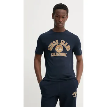 Pánské oblečení Bavlněné tričko Guess Jeans tmavomodrá barva, s potiskem, M5RI80 K8HM0 M5RI80.K8HM0 59A, vel. M