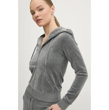 Pánská mikina Velurová mikina Juicy Couture ROBERTSON CLASS šedá barva, s kapucí, JCAP176 JCAP176.694 90X, vel. S