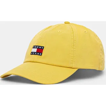 Čepice Bavlněná baseballová čepice Tommy Jeans žlutá barva, s aplikací AM0AM12020 10X, vel. ONE SIZE
