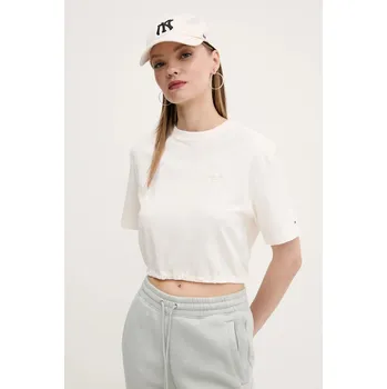 Bavlněné tričko Tommy Jeans DW0DW20324 béžová 01X, vel. L