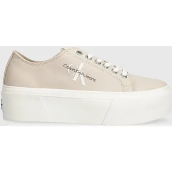Pánské tenisky Tenisky Calvin Klein Jeans FLATFORM+ CUPSOLE LOW TXT YW0YW01033 béžová 02X, EUR 40