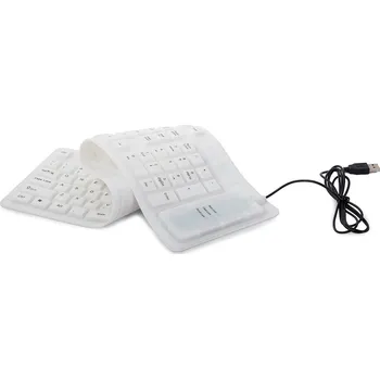 Kabel do PC dobirkov.cz Silikonová klávesnice, gumová - bílá, USB, rolovací