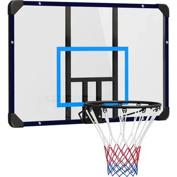 Basketbalový koš SPORTNOW nástěnný basketbalový koš Basketbalová deska s košem a sítí pro venkovní použití, ocel, 113 x 61 x 73 cm, ideální pro zahradu a hřiště | Aosom.de