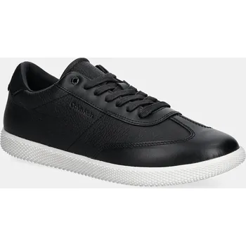 Pánské tenisky Kožené sneakers boty Calvin Klein LOW TOP LACE UP TMBL LTH černá barva, HM0HM01803 99X, EUR 42