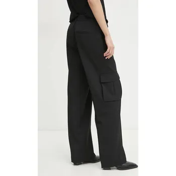 Dámské kalhoty Kalhoty Guess MATEA dámské, černá barva, široké, high waist, W5RB41 WGX02 W5RB41.WGX02 99X, vel. S