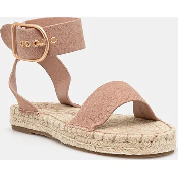 Dámské sandále Semišové sandály Pepe Jeans ARAMI LOG dámské, růžová barva, PLS90680 39X, EUR 37