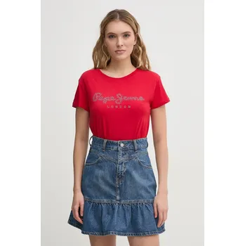 Bavlněné tričko Pepe Jeans RYLEIGH PL506014 červená 33X, vel. M
