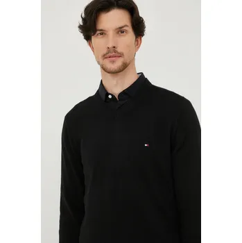 Pánský svetr Svetr s příměsí kašmíru Tommy Hilfiger pánský, černá barva, lehký MW0MW28047.9BYY 99X, vel. XL