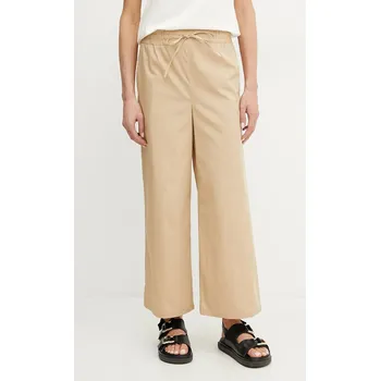 Dámské kalhoty Bavlněné kalhoty Marella Emme by Marella dámské, béžová barva, široké, high waist, 2515131082200 80X, vel. 38