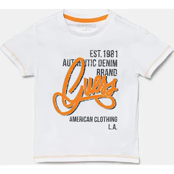 Chlapecké tričko Dětské bavlněné tričko Guess bílá barva, s potiskem, N5GI00 K8HM4 N5GI00.K8HM4.PPYA 00X, vel. 118-122