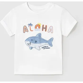 Dětské bavlněné tričko Mayoral 1066.3H.Baby.PPYA bílá 00X, vel. 68