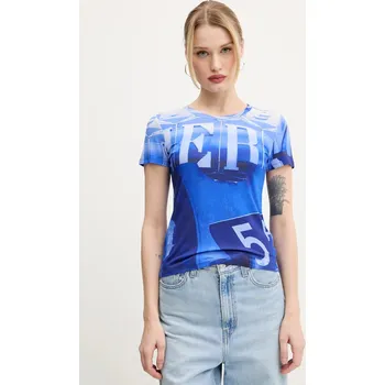 Tričko Desigual POTOMAC modrá barva, 25SWTKA0 57X, vel. M