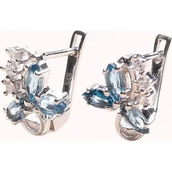 Náušnice Náušnice stříbrné s broušenými London topazy a zirkony Ag 925 015728 LT 1,8 cm, 3,8 g