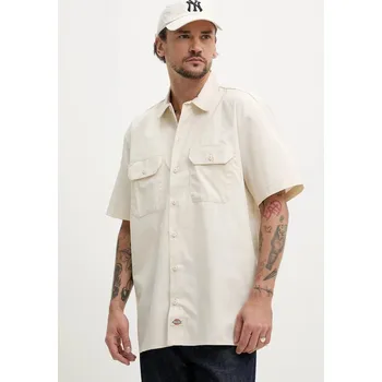 Pánská košile Košile Dickies pánská, béžová barva, regular, s klasickým límcem DK0A4XK7BLK 08X, vel. M