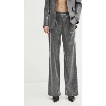 Dámské kalhoty Kalhoty Guess CASSIA dámské, šedá barva, široké, high waist, W5RB32 WGX40 W5RB32.WGX40 90X, vel. S