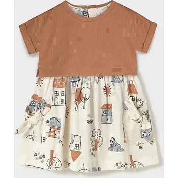 Dívčí šaty Dětské bavlněné šaty Mayoral 1918.4D.Baby.PPYA hnědá 88X, vel. 80