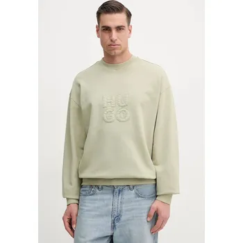Pánská mikina Bavlněná mikina HUGO pánská, zelená barva, s aplikací, 50535258 77X, vel. S