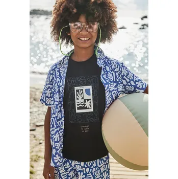 Chlapecké tričko Dětské bavlněné tričko Mayoral černá barva, s potiskem, 6005 6005.7C.Junior.PPYA 99X, vel. 140