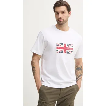 Pánské tričko Bavlněné tričko Pepe Jeans UNION TEE bílá barva, s potiskem, PM509790 00X, vel. L