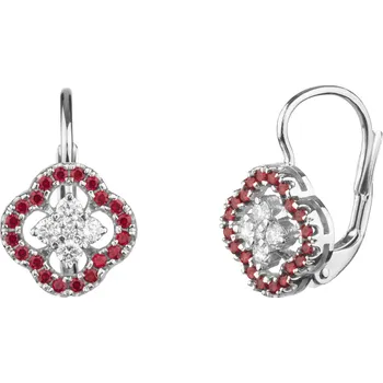 Náušnice Zlaté náušnice z bílého zlata s českým granátem a diamantem Zapínání: klapka