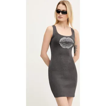 Dámské šaty Šaty s příměsí hedvábí Miss Sixty šedá barva, mini, 6S1RJ23000 90X, vel. S