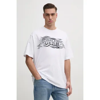 Pánské tričko Bavlněné tričko Versace Jeans Couture bílá barva, s aplikací, 78GAH6L1 J0001 78GAH6L1.J0001 00A, vel. L